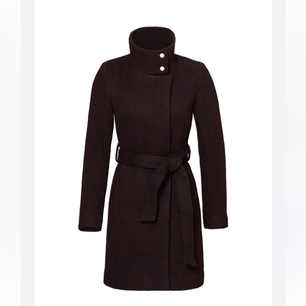 NWT Marc New York Andrew Marc Burgundy Wool Tie Coat Size 2 Chianti Tristina